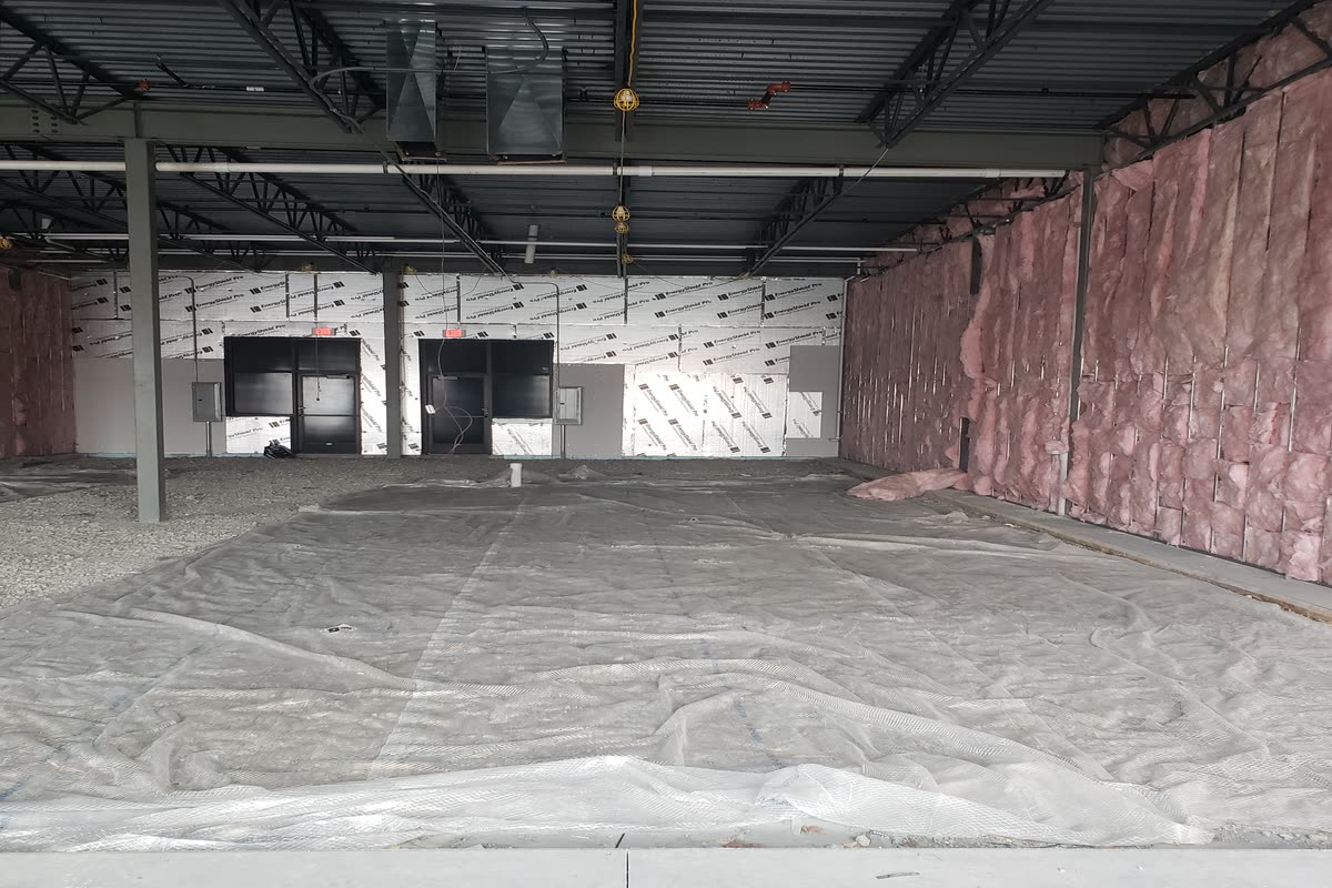 The empty shell of the Mount Pleasant Eye Care space in the earliest days of construction